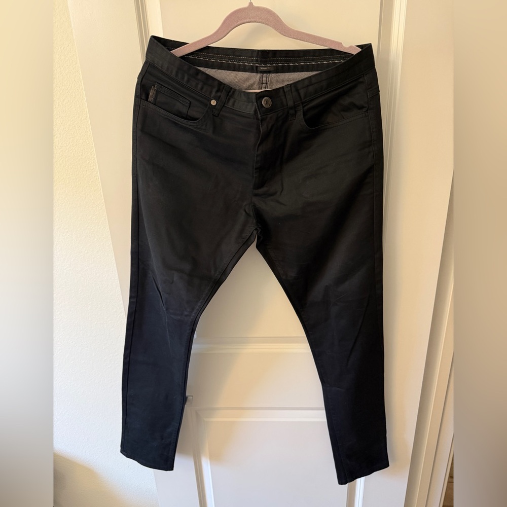 Zara Man Black Trousers with Brown Detail